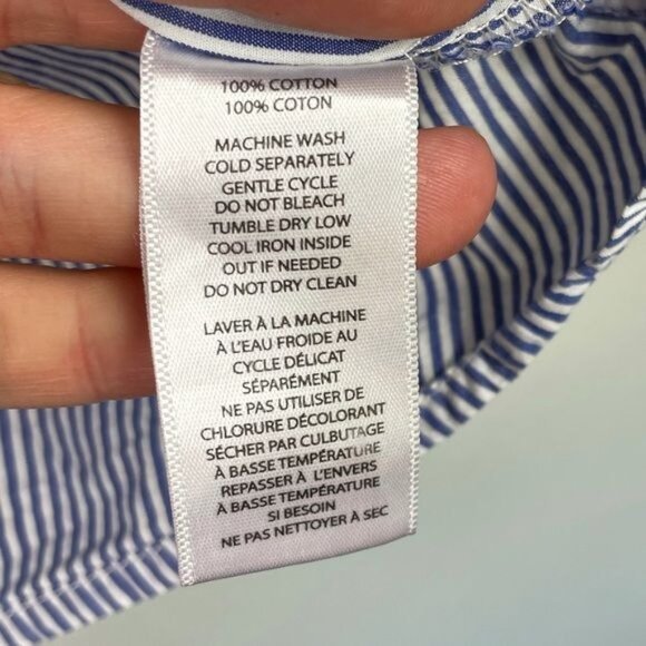 Beach Lunch Lounge Blue & White Striped Bell-Sleeve Blouse 1X - Picture 5 of 6